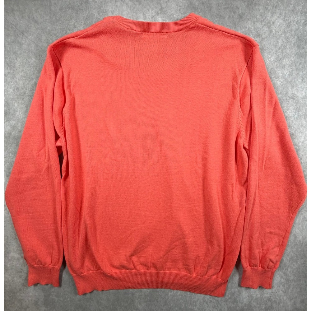 Greg Norman Mens XL Sweater Cotton Orange V Neck Shark Logo Golf Pullover - Picture 2 of 9